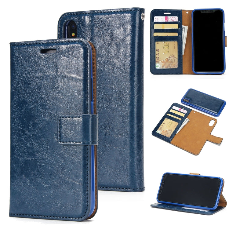 Crazy Horse Texture Detachable Magnetic Back Cover Horizontal Flip Leather Case with Holder & Card Slots & Photo Frame & Wallet, For iPhone XS Max