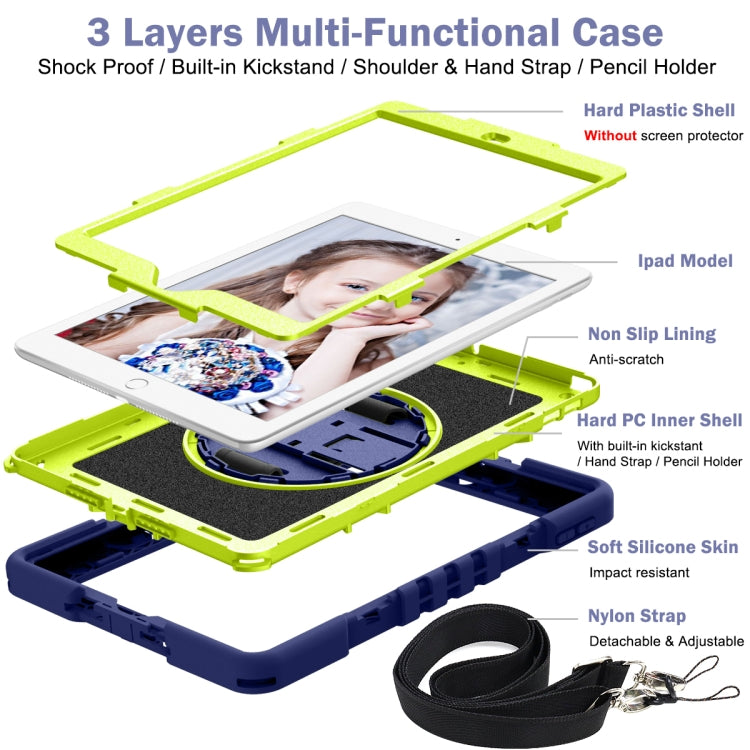 360 Degree Rotation Contrast Color Shockproof Silicone + PC Case with Holder & Hand Grip Strap & Shoulder Strap