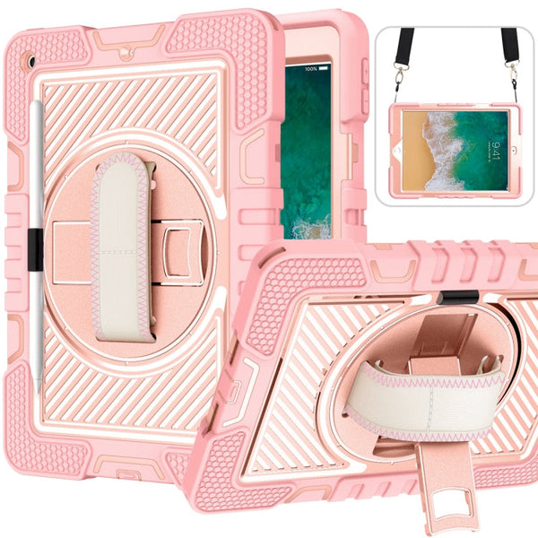 360 Degree Rotation Contrast Color Shockproof Silicone + PC Case with Holder & Hand Grip Strap & Shoulder Strap