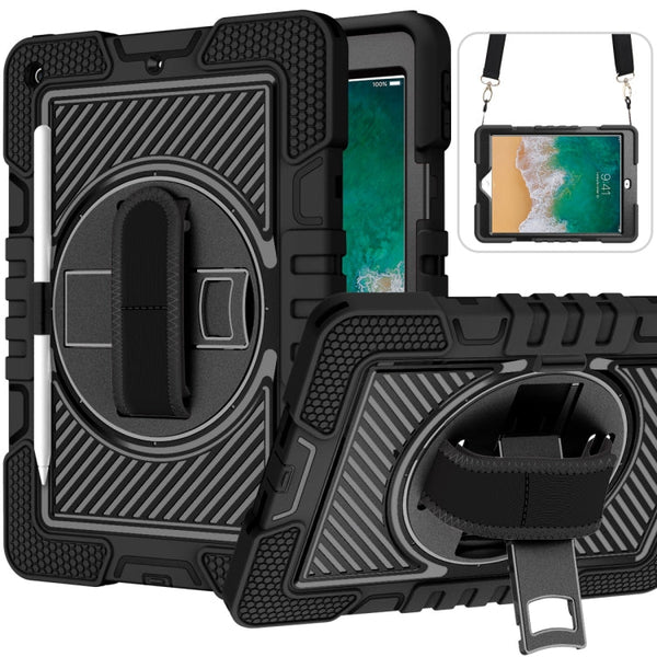 360 Degree Rotation Contrast Color Shockproof Silicone + PC Case with Holder & Hand Grip Strap & Shoulder Strap