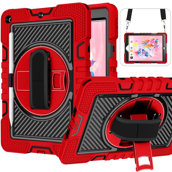 360 Degree Rotation Contrast Color Shockproof Silicone + PC Case with Holder & Hand Grip Strap & Shoulder Strap