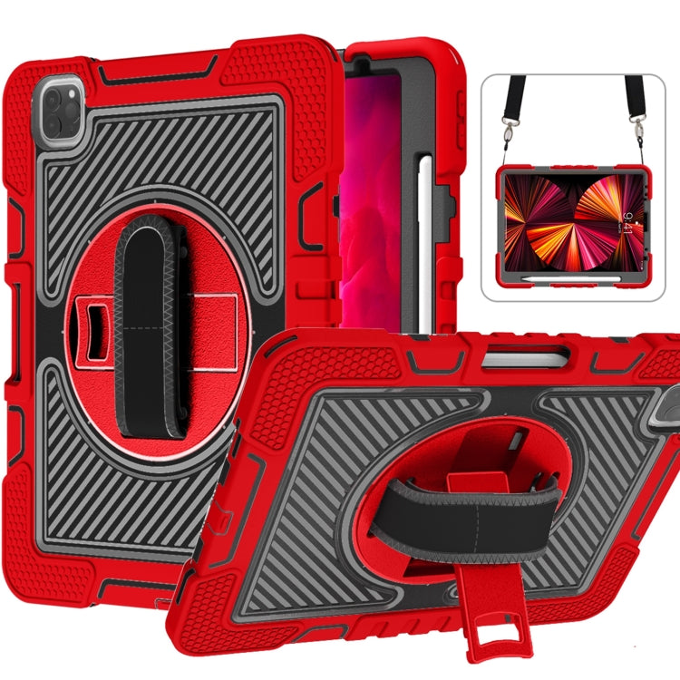 360 Degree Rotation Contrast Color Shockproof Silicone + PC Case with Holder & Hand Grip Strap & Shoulder Strap