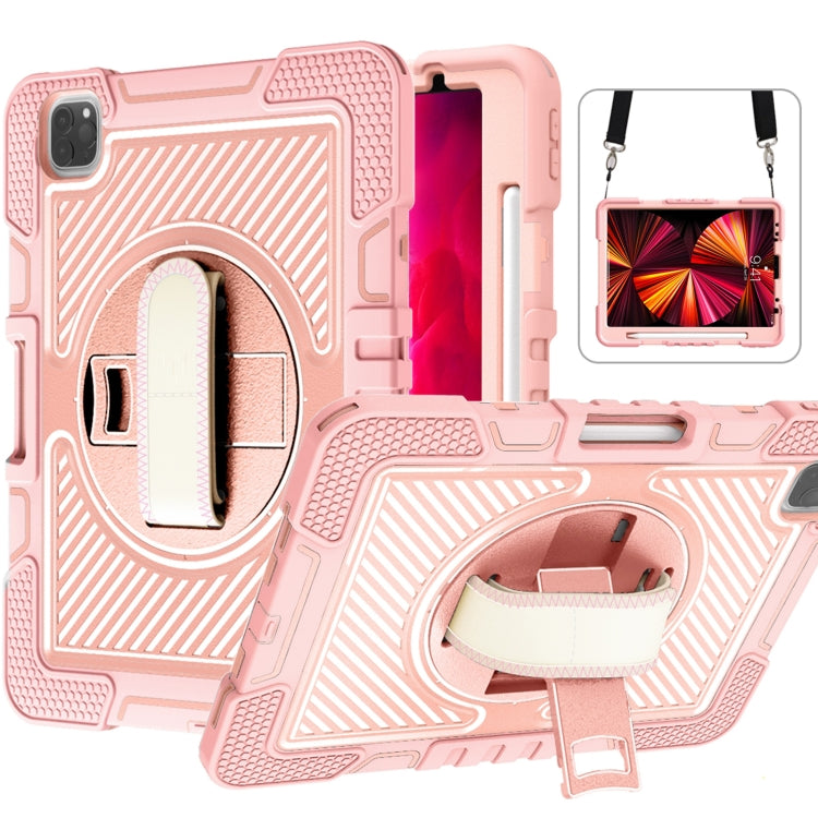 360 Degree Rotation Contrast Color Shockproof Silicone + PC Case with Holder & Hand Grip Strap & Shoulder Strap