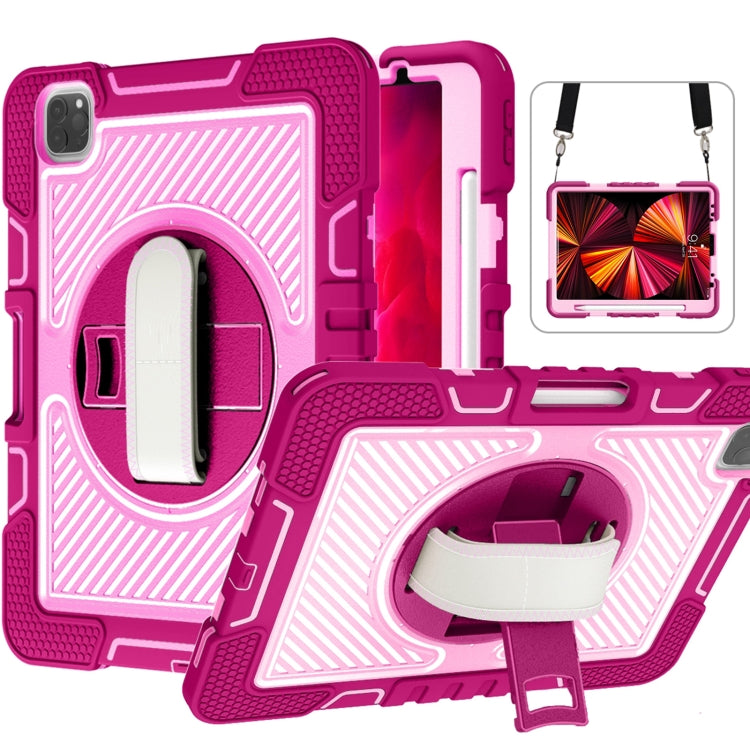 360 Degree Rotation Contrast Color Shockproof Silicone + PC Case with Holder & Hand Grip Strap & Shoulder Strap