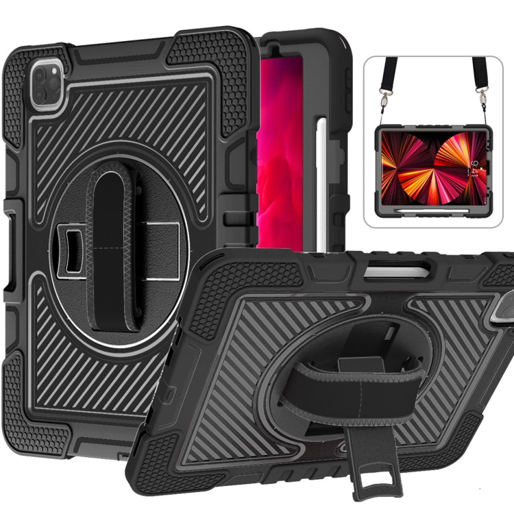 360 Degree Rotation Contrast Color Shockproof Silicone + PC Case with Holder & Hand Grip Strap & Shoulder Strap