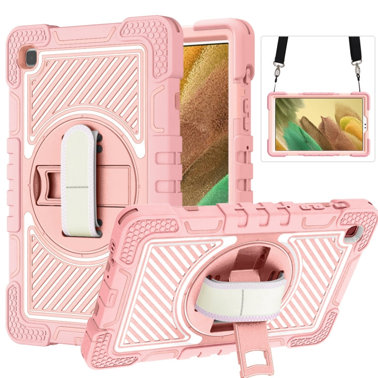 360 Degree Rotation Contrast Color Shockproof Silicone + PC Case with Holder & Hand Grip Strap & Shoulder Strap