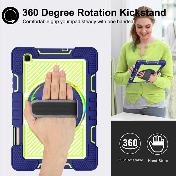 360 Degree Rotation Contrast Color Shockproof Silicone + PC Case with Holder & Hand Grip Strap & Shoulder Strap