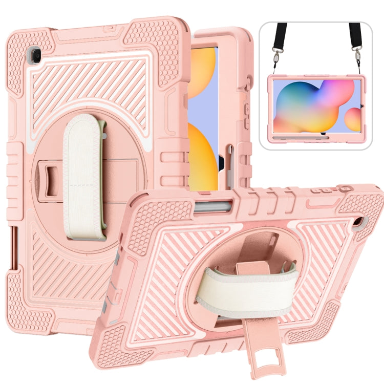 360 Degree Rotation Contrast Color Shockproof Silicone + PC Case with Holder & Hand Grip Strap & Shoulder Strap