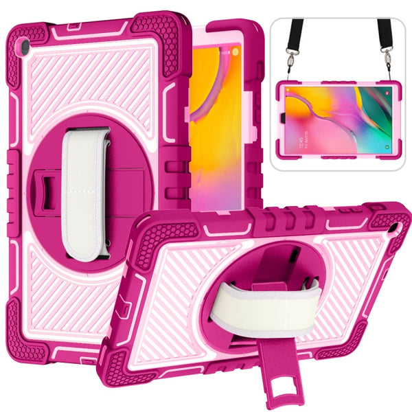 360 Degree Rotation Contrast Color Shockproof Silicone + PC Case with Holder & Hand Grip Strap & Shoulder Strap