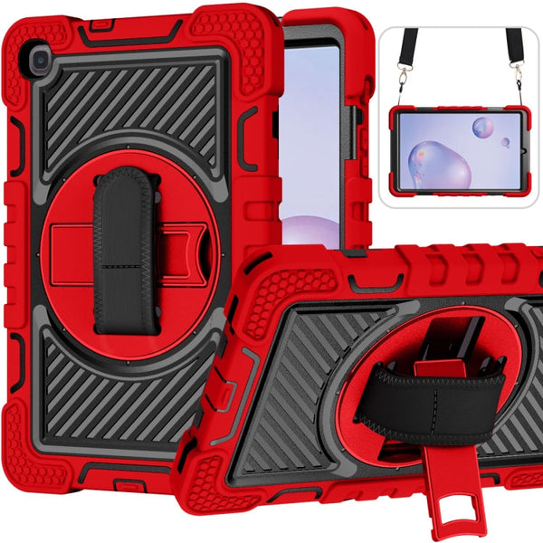 360 Degree Rotation Contrast Color Shockproof Silicone + PC Case with Holder & Hand Grip Strap & Shoulder Strap