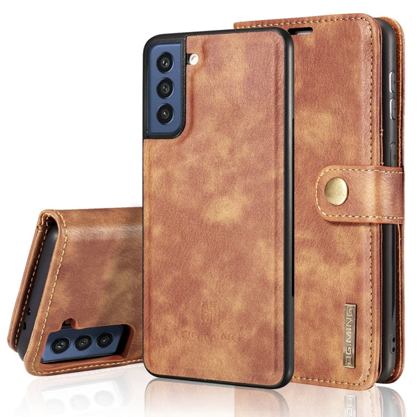 DG.MING Crazy Horse Texture Flip Detachable Magnetic Leather Case with Holder & Card Slots & Wallet, For Samsung Galaxy S21 FE