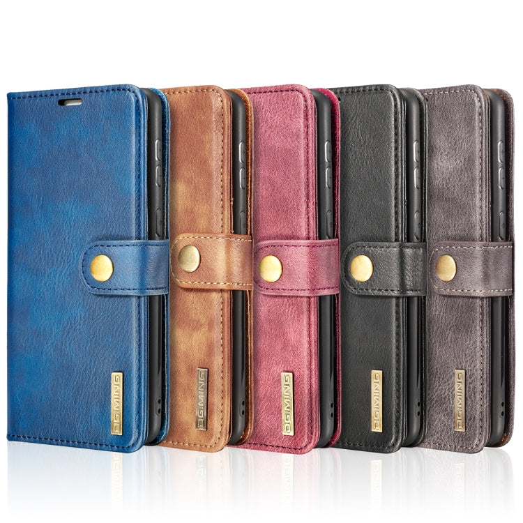 DG.MING Crazy Horse Texture Flip Detachable Magnetic Leather Case with Holder & Card Slots & Wallet, For Samsung Galaxy S21 FE