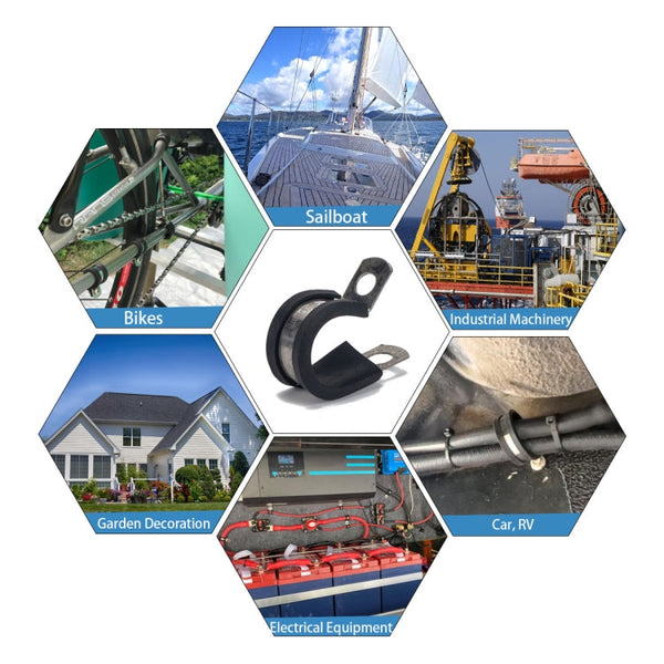 A1196 52 in 1 Car Rubber Cushion Pipe Clamps Stainless Steel Clamps