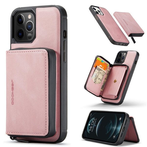 JEEHOOD Magnetic Zipper Horizontal Flip Leather Case with Holder & Card Slot & Wallet, For iPhone 12 mini, For iPhone 12 / 12 Pro, For iPhone 12 Pro Max