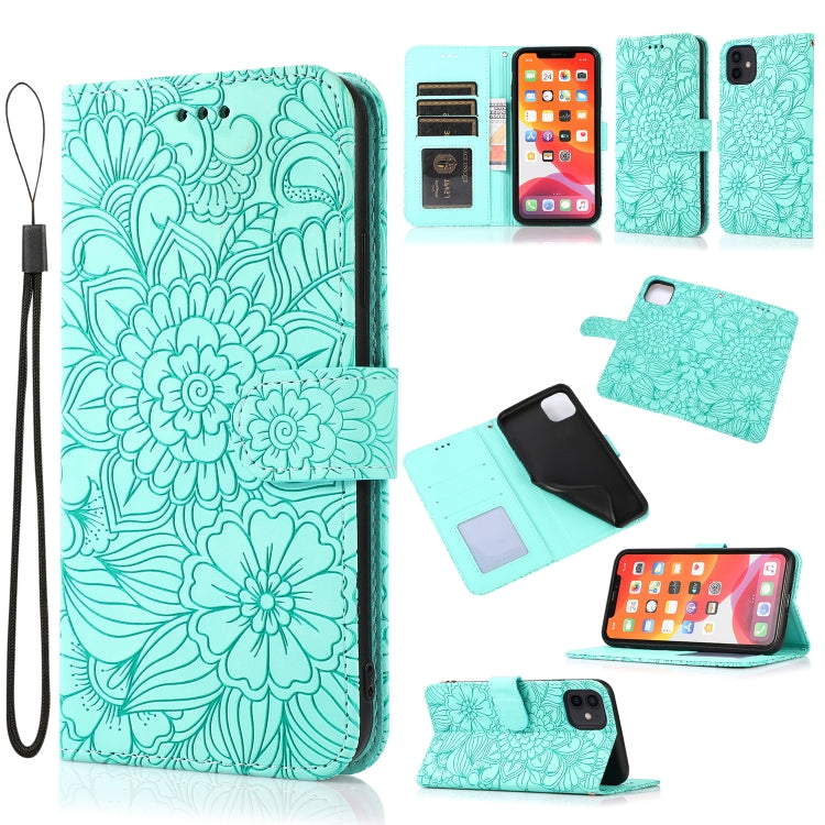 Skin Feel Embossed Sunflower Horizontal Flip Leather Case with Holder & Card Slots & Wallet & Lanyard, For iPhone 11 Pro Max, For iPhone 11 Pro, For iPhone 11, For iPhone XR