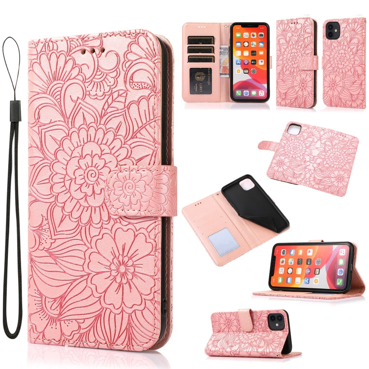 Skin Feel Embossed Sunflower Horizontal Flip Leather Case with Holder & Card Slots & Wallet & Lanyard, For iPhone 11 Pro Max, For iPhone 11 Pro, For iPhone 11, For iPhone XR