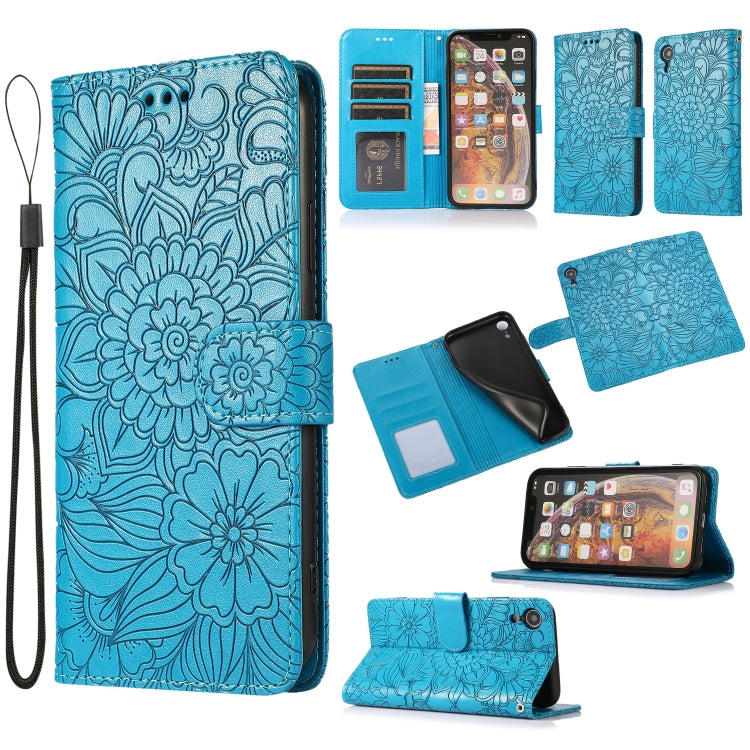 Skin Feel Embossed Sunflower Horizontal Flip Leather Case with Holder & Card Slots & Wallet & Lanyard, For iPhone 11 Pro Max, For iPhone 11 Pro, For iPhone 11, For iPhone XR