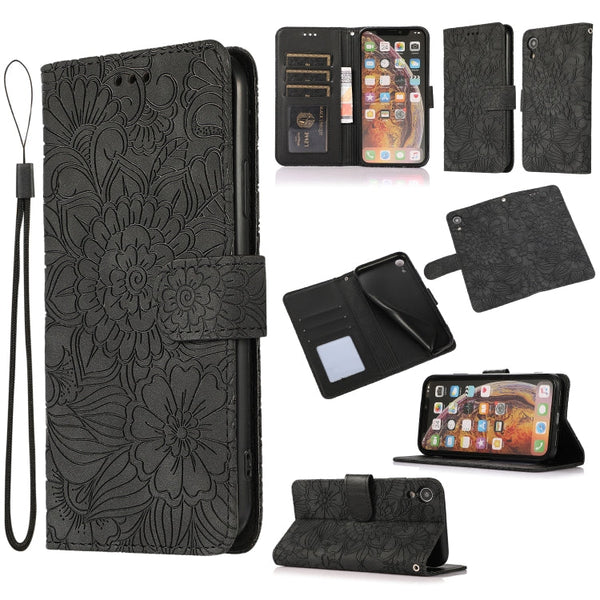 Skin Feel Embossed Sunflower Horizontal Flip Leather Case with Holder & Card Slots & Wallet & Lanyard, For iPhone 11 Pro Max, For iPhone 11 Pro, For iPhone 11, For iPhone XR