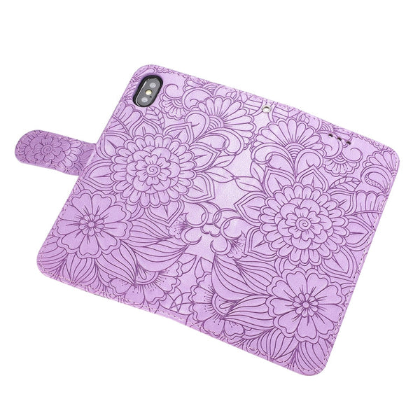 Skin Feel Embossed Sunflower Horizontal Flip Leather Case with Holder & Card Slots & Wallet & Lanyard, For iPhone X / XS, For iPhone XS Max, For iPhone 6 / 6s, For iPhone 6 Plus / 6s Plus