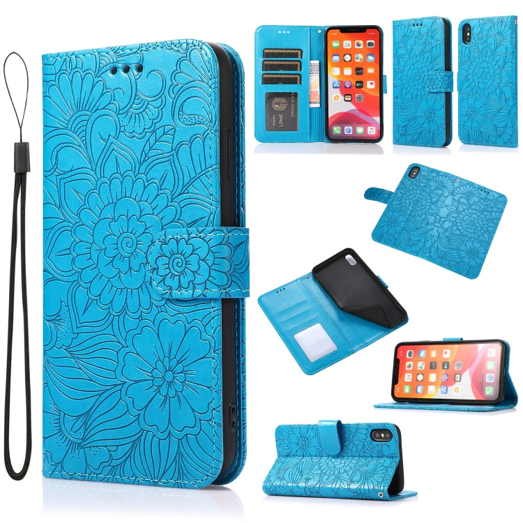Skin Feel Embossed Sunflower Horizontal Flip Leather Case with Holder & Card Slots & Wallet & Lanyard, For iPhone X / XS, For iPhone XS Max, For iPhone 6 / 6s, For iPhone 6 Plus / 6s Plus