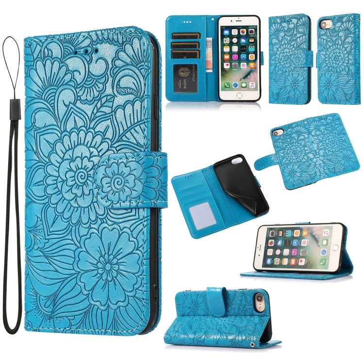 Skin Feel Embossed Sunflower Horizontal Flip Leather Case with Holder & Card Slots & Wallet & Lanyard, For iPhone X / XS, For iPhone XS Max, For iPhone 6 / 6s, For iPhone 6 Plus / 6s Plus