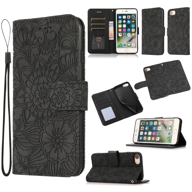 Skin Feel Embossed Sunflower Horizontal Flip Leather Case with Holder & Card Slots & Wallet & Lanyard, For iPhone X / XS, For iPhone XS Max, For iPhone 6 / 6s, For iPhone 6 Plus / 6s Plus