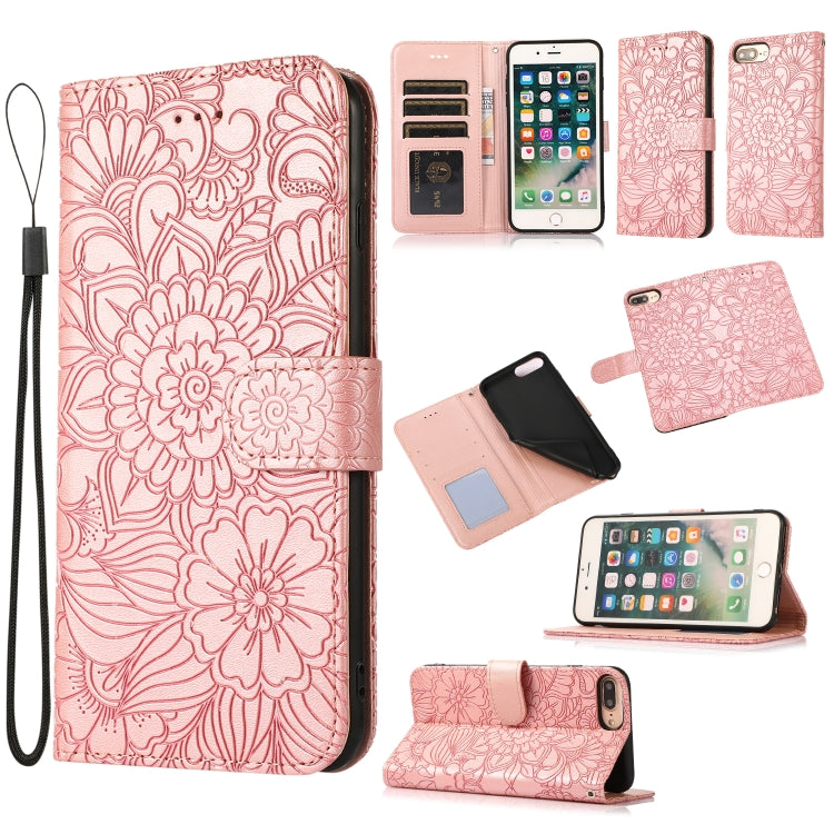 Skin Feel Embossed Sunflower Horizontal Flip Leather Case with Holder & Card Slots & Wallet & Lanyard, For iPhone X / XS, For iPhone XS Max, For iPhone 6 / 6s, For iPhone 6 Plus / 6s Plus