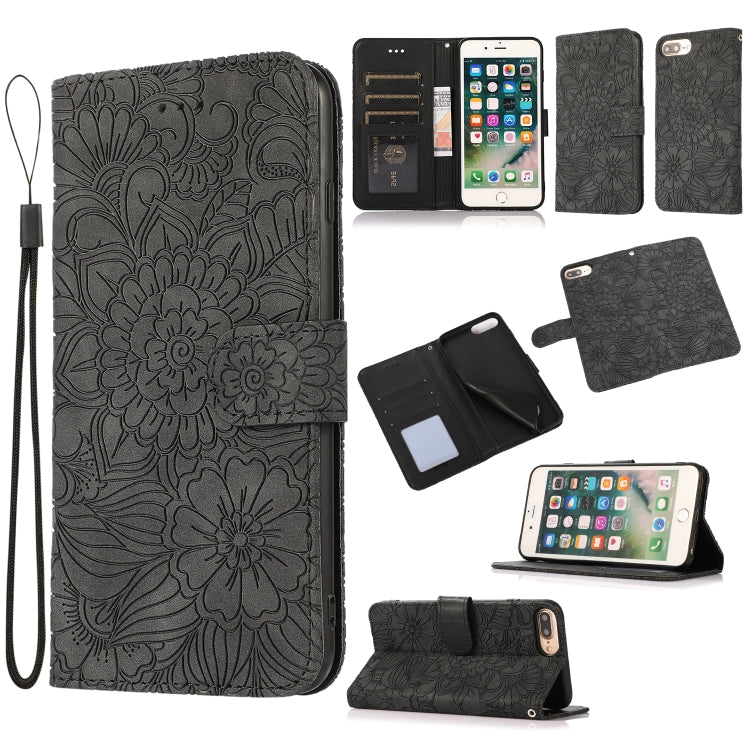 Skin Feel Embossed Sunflower Horizontal Flip Leather Case with Holder & Card Slots & Wallet & Lanyard, For iPhone X / XS, For iPhone XS Max, For iPhone 6 / 6s, For iPhone 6 Plus / 6s Plus