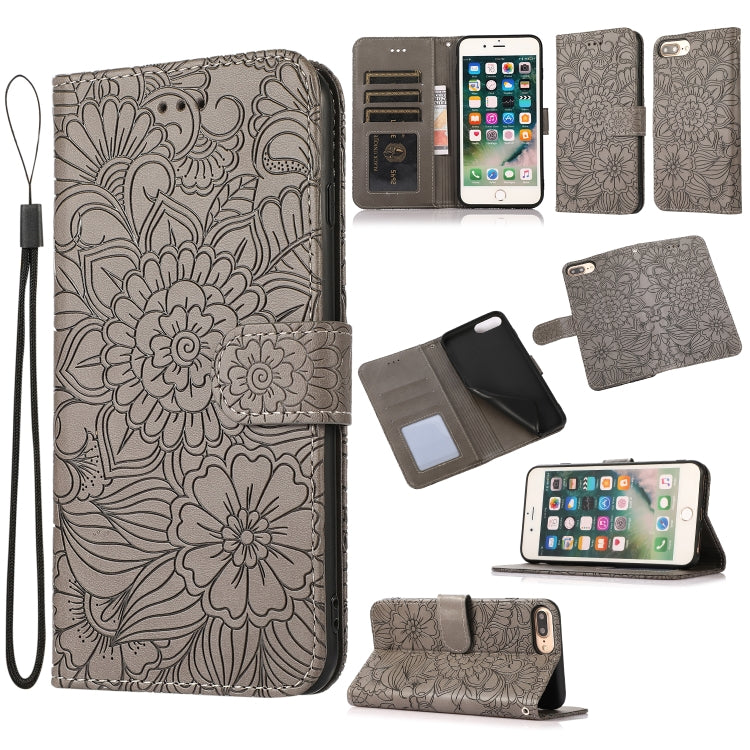 Skin Feel Embossed Sunflower Horizontal Flip Leather Case with Holder & Card Slots & Wallet & Lanyard, For iPhone X / XS, For iPhone XS Max, For iPhone 6 / 6s, For iPhone 6 Plus / 6s Plus