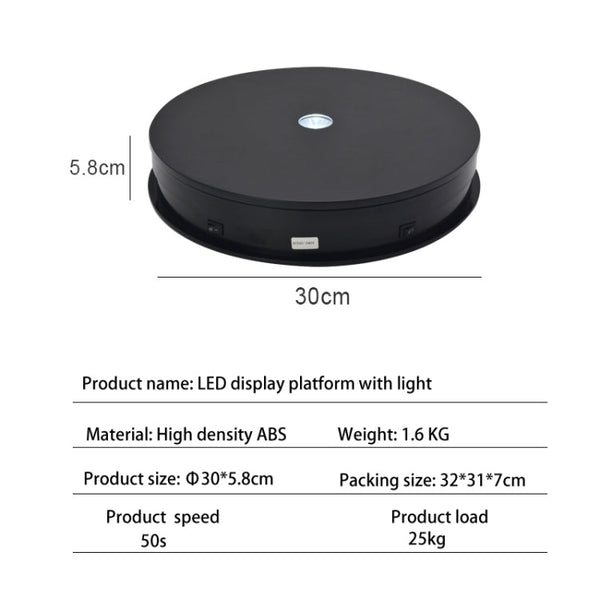 30cm Electric Rotating Turntable Display Stand Video Shooting Props Turntable for Photography