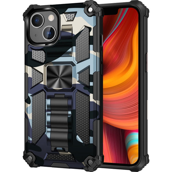 Camouflage Armor Shockproof TPU + PC Magnetic Protective Case with Holder