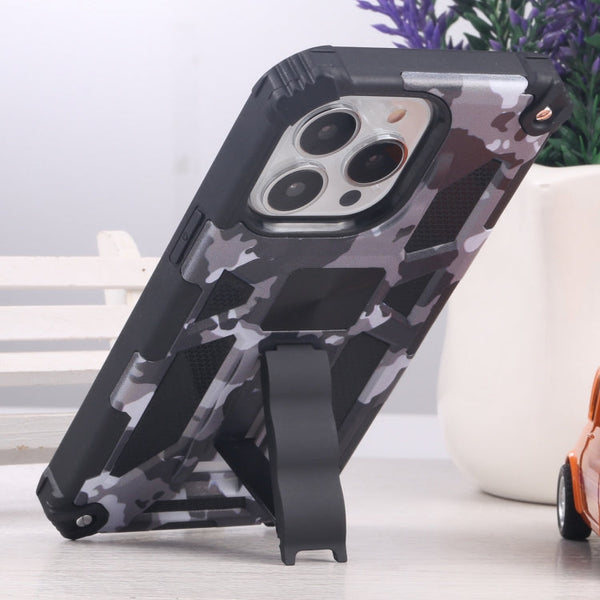 Camouflage Armor Shockproof TPU + PC Magnetic Protective Case with Holder