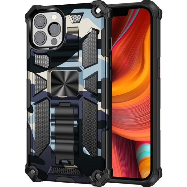 Camouflage Armor Shockproof TPU + PC Magnetic Protective Case with Holder