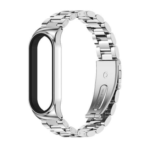 For Xiaomi Mi Band 6 / 5 / 4 / 3 CS Metal Three Bead Stainless Steel Replacement Watchband