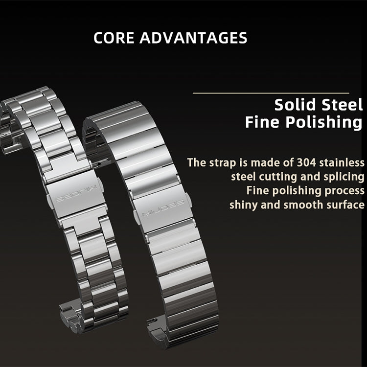 For Xiaomi Mi Band 6 / 5 / 4 / 3 CS Metal Three Bead Stainless Steel Replacement Watchband