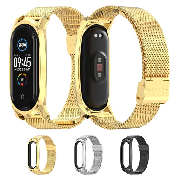 For Xiaomi Mi Band 6 / 5 / 4 / 3 Mijobs Milan buckle GT Metal Stainless Steel Replacement Watchband