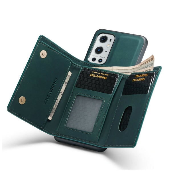 DG.MING M1 Series 3-Fold Multi Card Wallet + Magnetic Back Cover Shockproof Case with Holder Function, For OnePlus 9 Pro, For OnePlus 9 (EU/NA)