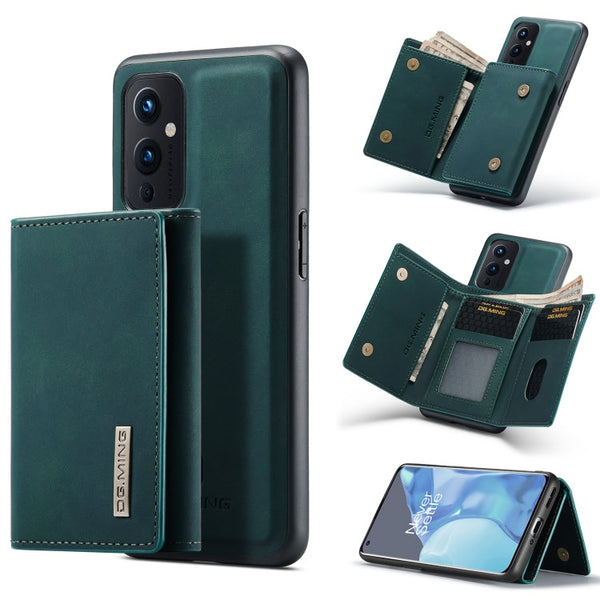 DG.MING M1 Series 3-Fold Multi Card Wallet + Magnetic Back Cover Shockproof Case with Holder Function, For OnePlus 9 Pro, For OnePlus 9 (EU/NA)