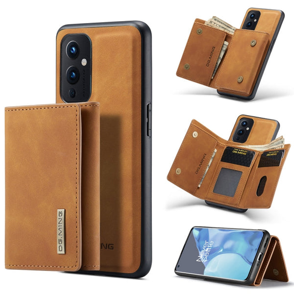 DG.MING M1 Series 3-Fold Multi Card Wallet + Magnetic Back Cover Shockproof Case with Holder Function, For OnePlus 9 Pro, For OnePlus 9 (EU/NA)