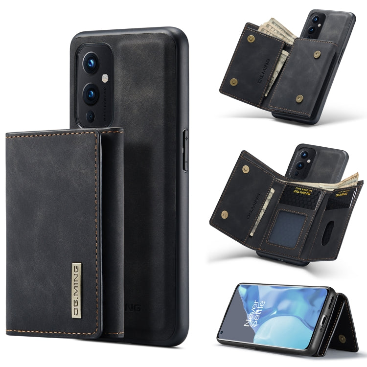 DG.MING M1 Series 3-Fold Multi Card Wallet + Magnetic Back Cover Shockproof Case with Holder Function, For OnePlus 9 Pro, For OnePlus 9 (EU/NA)