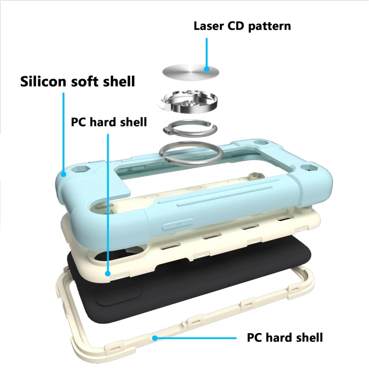 Shockproof Silicone + PC Protective Case with Dual-Ring Holder, For iPhone X / XS, For iPhone XR