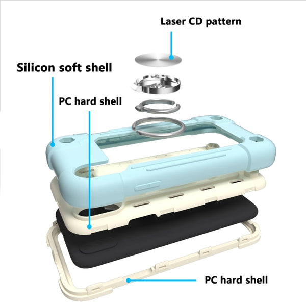 Shockproof Silicone + PC Protective Case with Dual-Ring Holder, For iPhone X / XS, For iPhone XR