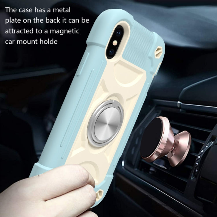 Shockproof Silicone + PC Protective Case with Dual-Ring Holder, For iPhone X / XS, For iPhone XR
