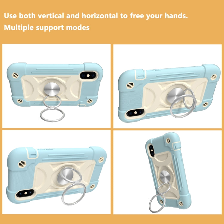 Shockproof Silicone + PC Protective Case with Dual-Ring Holder, For iPhone X / XS, For iPhone XR