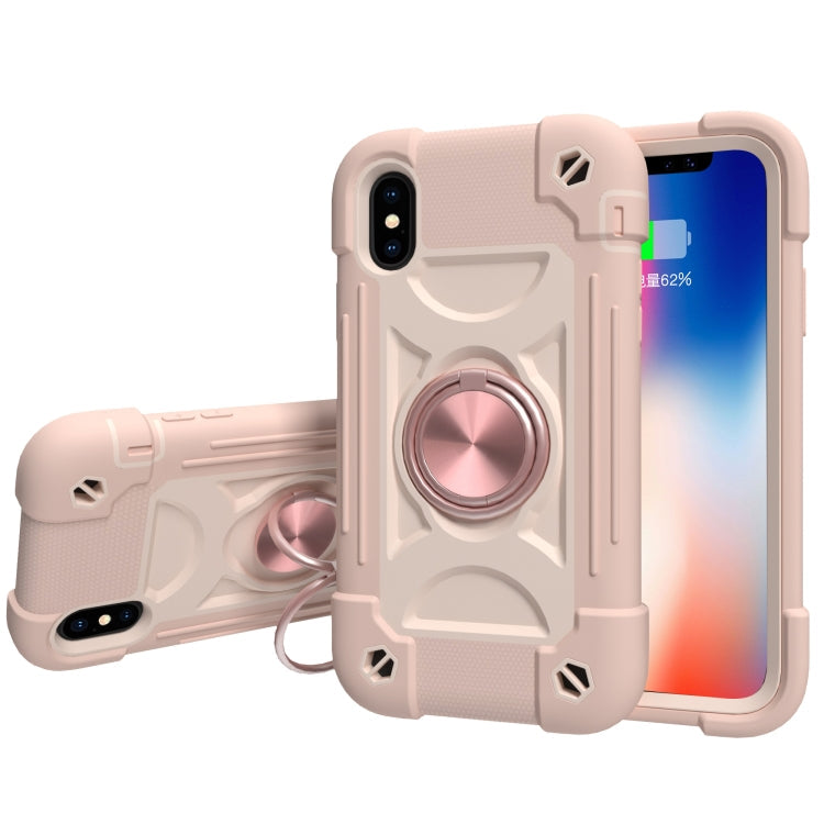 Shockproof Silicone + PC Protective Case with Dual-Ring Holder, For iPhone X / XS, For iPhone XR