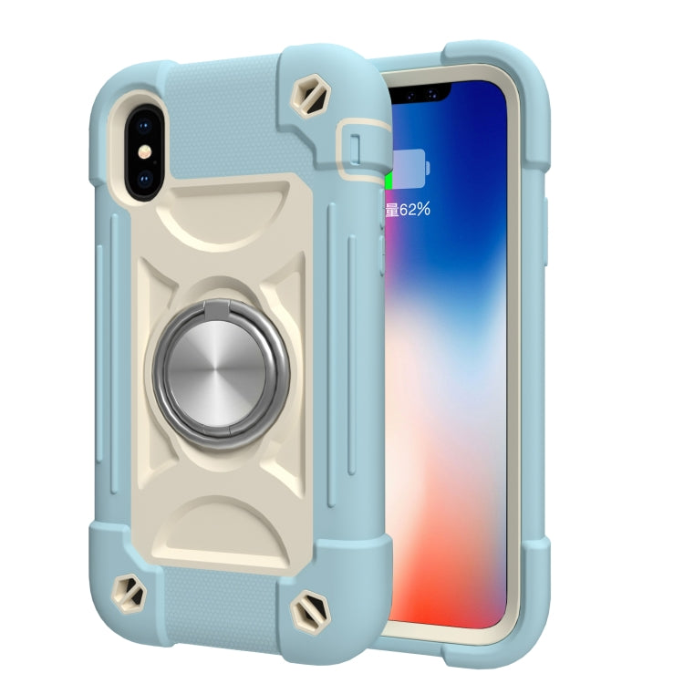 Shockproof Silicone + PC Protective Case with Dual-Ring Holder, For iPhone XS Max, For iPhone 11