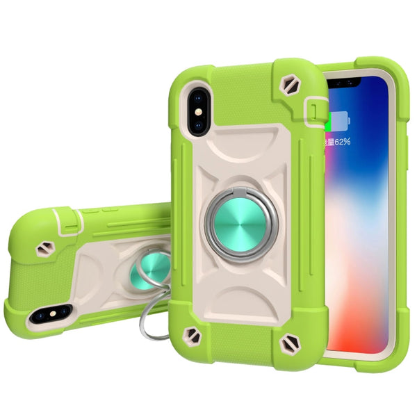 Shockproof Silicone + PC Protective Case with Dual-Ring Holder, For iPhone XS Max, For iPhone 11