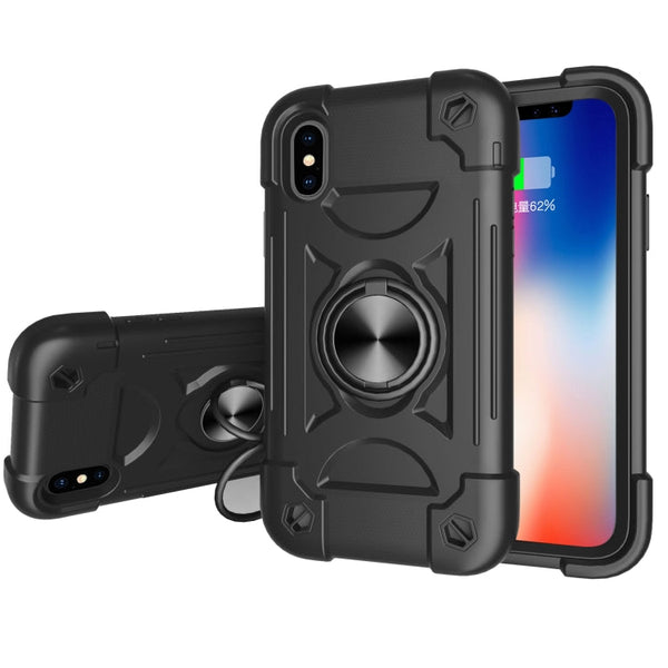 Shockproof Silicone + PC Protective Case with Dual-Ring Holder, For iPhone XS Max, For iPhone 11
