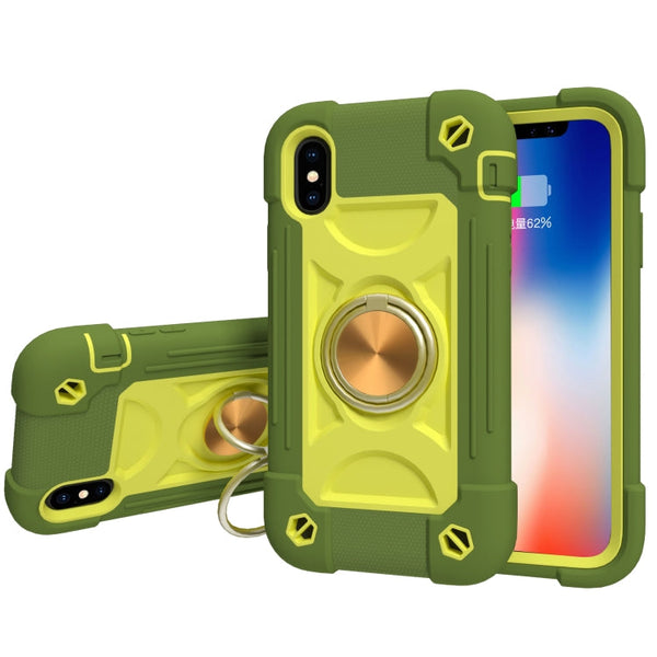 Shockproof Silicone + PC Protective Case with Dual-Ring Holder, For iPhone XS Max, For iPhone 11
