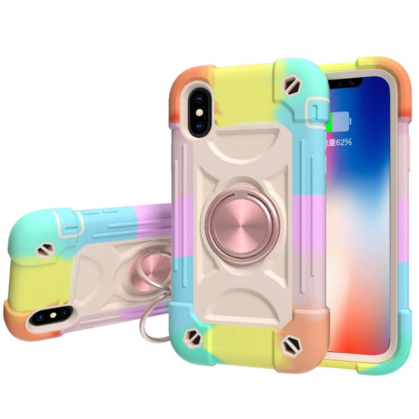 Shockproof Silicone + PC Protective Case with Dual-Ring Holder, For iPhone XS Max, For iPhone 11